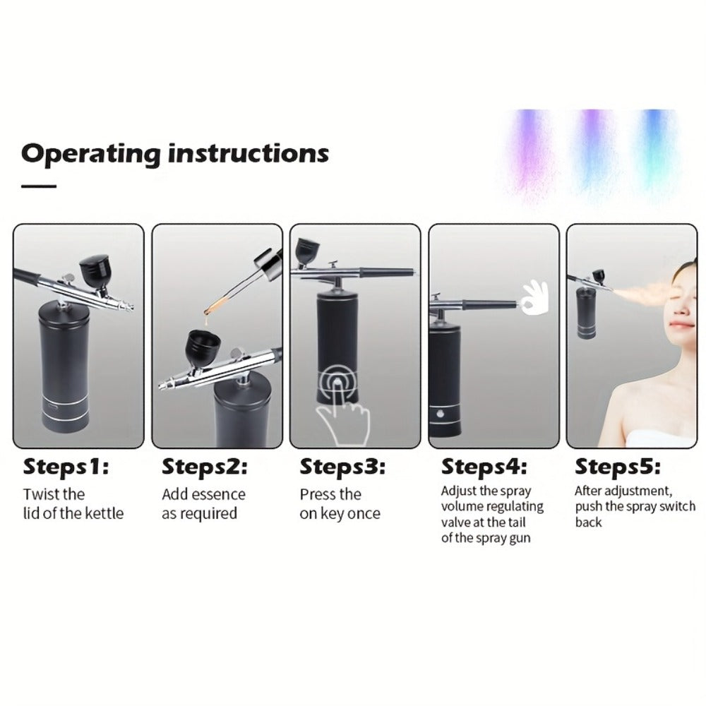 Portable Cordless Airbrush Kit with Compressor 0.3mm Nozzle – USB-C Rechargeable 23-27PSI Airbrush Gun for Makeup Nail Art Cake Decorating