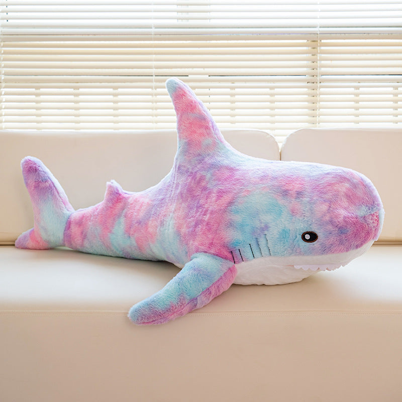 Plush Toy Jumbo Shark Pillow 24-Inch in Blue, Grey, Blue-Pink or Rainbow Colorways and Ocean Decor