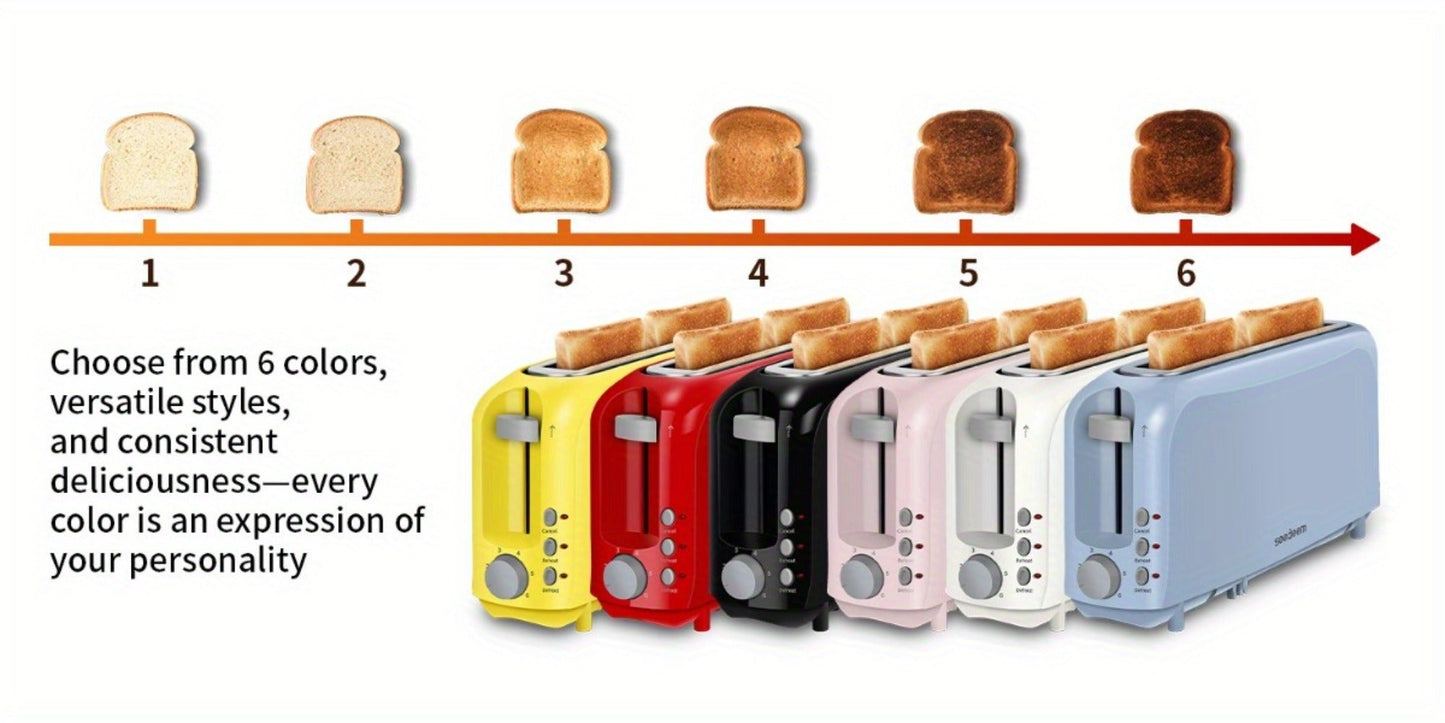 Slim Toaster 2-Slice – SEEDEEM 6-Setting Shade Control, Cancel, Reheat & Defrost, Removable Crumb Tray, 750W Compact Fits-Anywhere Design