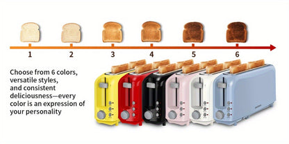 Slim Toaster 2-Slice – SEEDEEM 6-Setting Shade Control, Cancel, Reheat & Defrost, Removable Crumb Tray, 750W Compact Fits-Anywhere Design