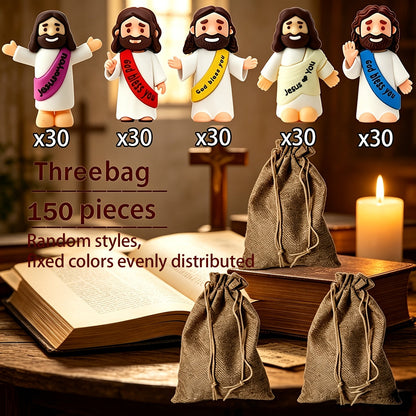 Mini Jesus Figurines for Halloween Trunk-or-Treat 50/100/150pcs – Colorful Bulk Religious Statues 5 Colors