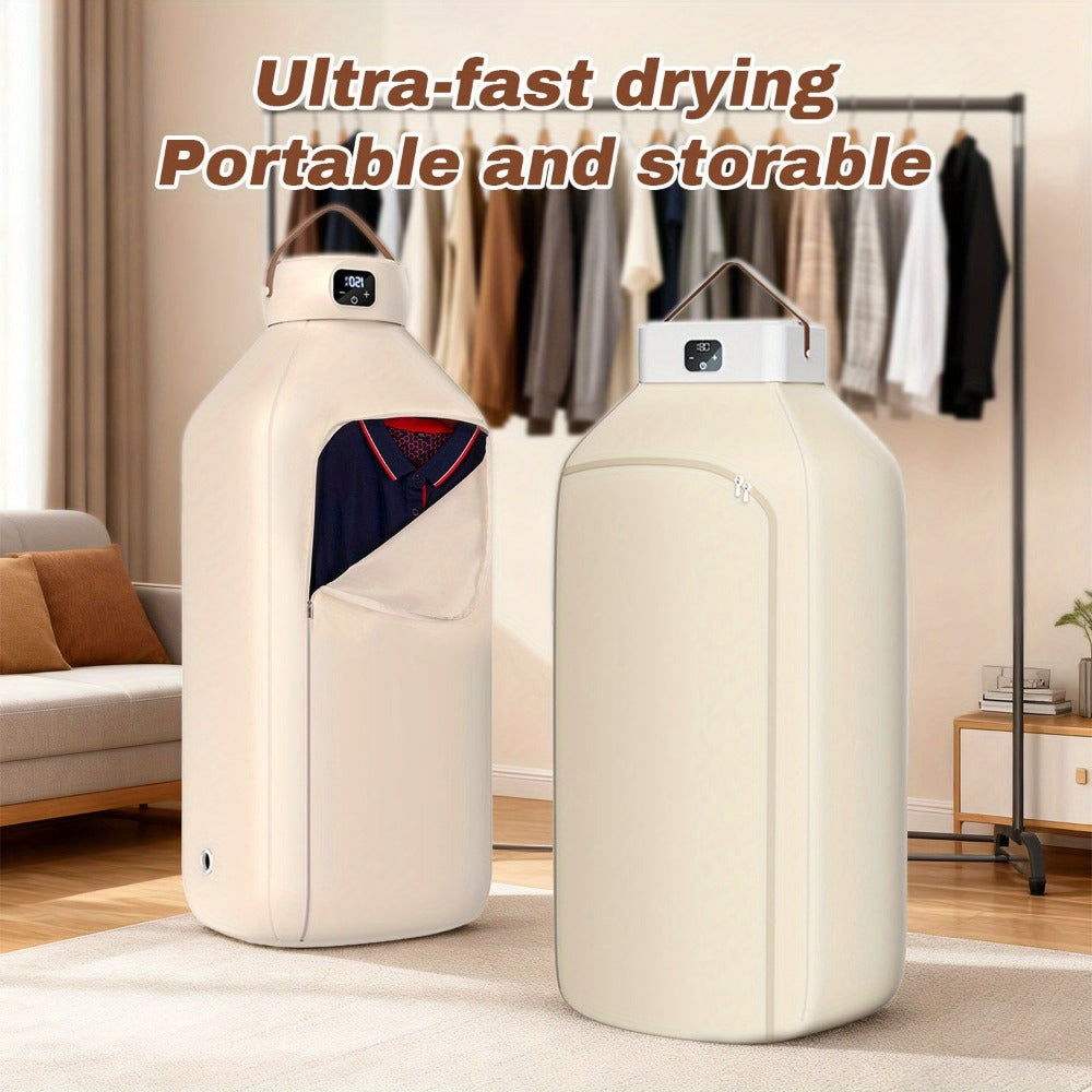 Foldable Clothes Dryer Smart Touch Screen Two-Speed Control Timer Function with Dry Bag Quick Drying Compact Design for Apartments Dorms RVs