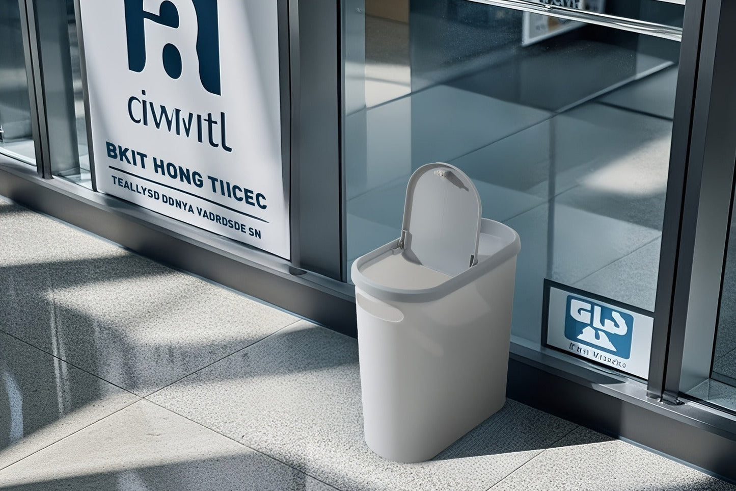 Slim 10L Bathroom Wastebasket with Lid Tray, Built-In Side Handles and Single or Two-Piece Options