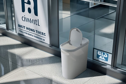 Slim 10L Bathroom Wastebasket with Lid Tray, Built-In Side Handles and Single or Two-Piece Options
