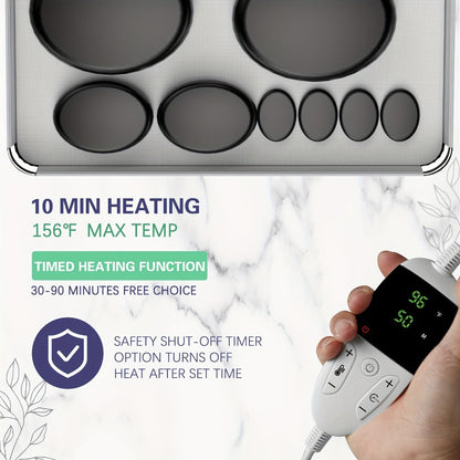 Basalt Hot Stone Massage Kit 20Pcs with Temperature Control Heater – Professional Spa Therapy Set for Full