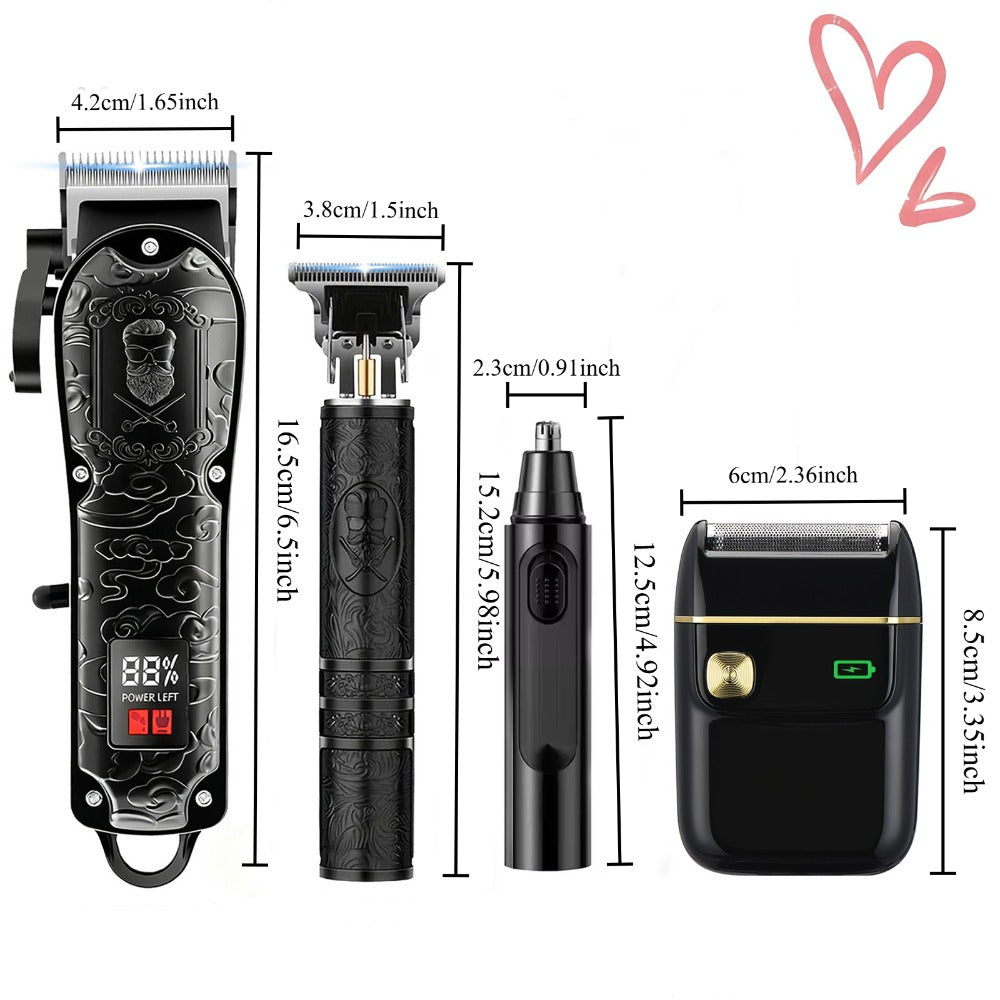 Electric Grooming Kit Foil Shaver Beard Trimmer & Nose Ear Hair Trimmer Set with LCD Power for Everyday Face, Beard and Body Grooming