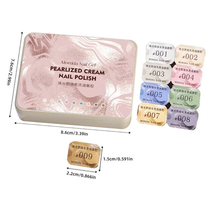 Pearlescent Nail Gel 9-Grid Shell Shimmer Mother of Pearl Cream Oil Painting Gel Polish Set – Multicolor Glitter Iridescent Spiral Design