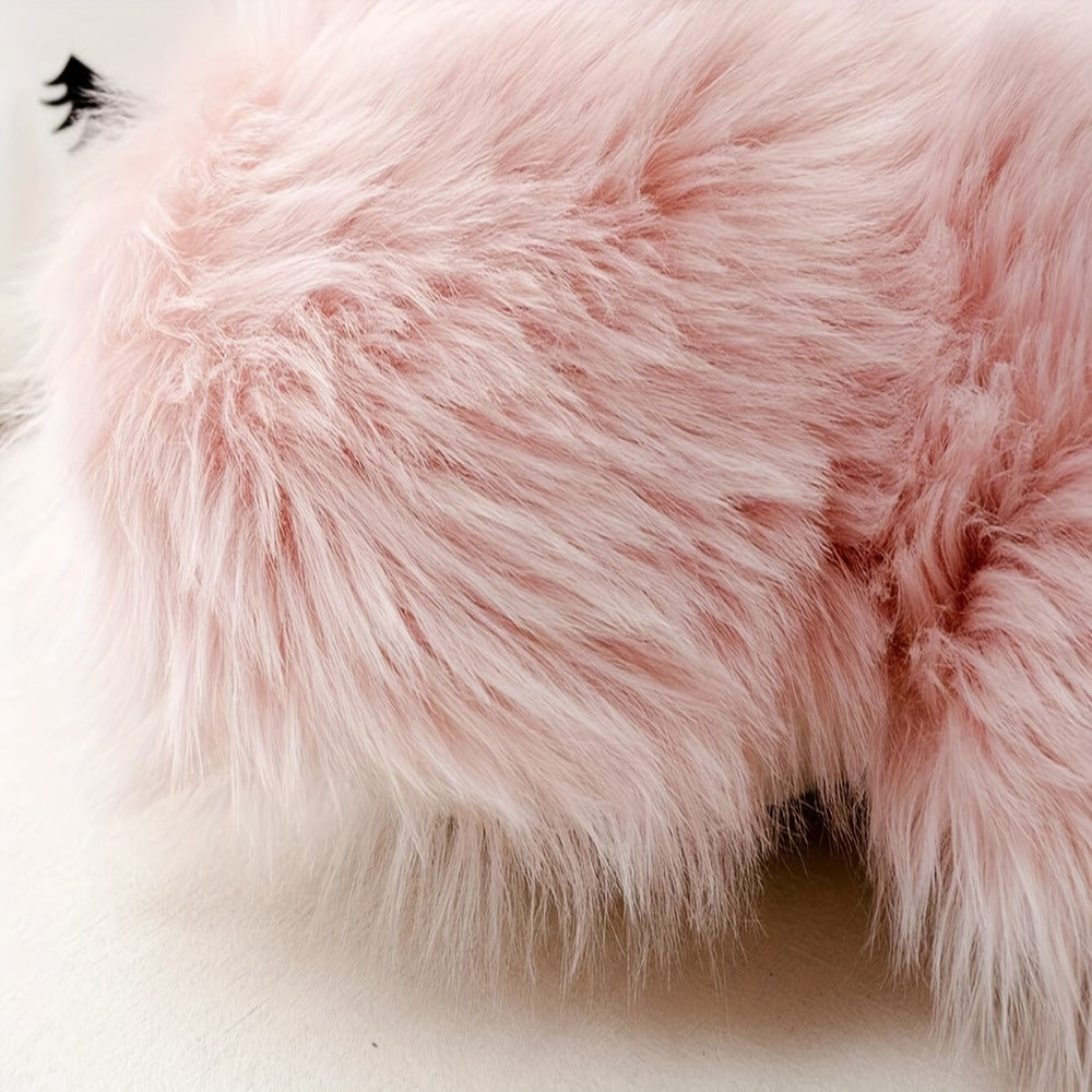 Heart Shaped Plush Pillow Cover Faux Wool Fluffy Cushion Cover for Sofa Bed Chair Car – Valentine's Day Decor Throw Pillowcase 17" Soft