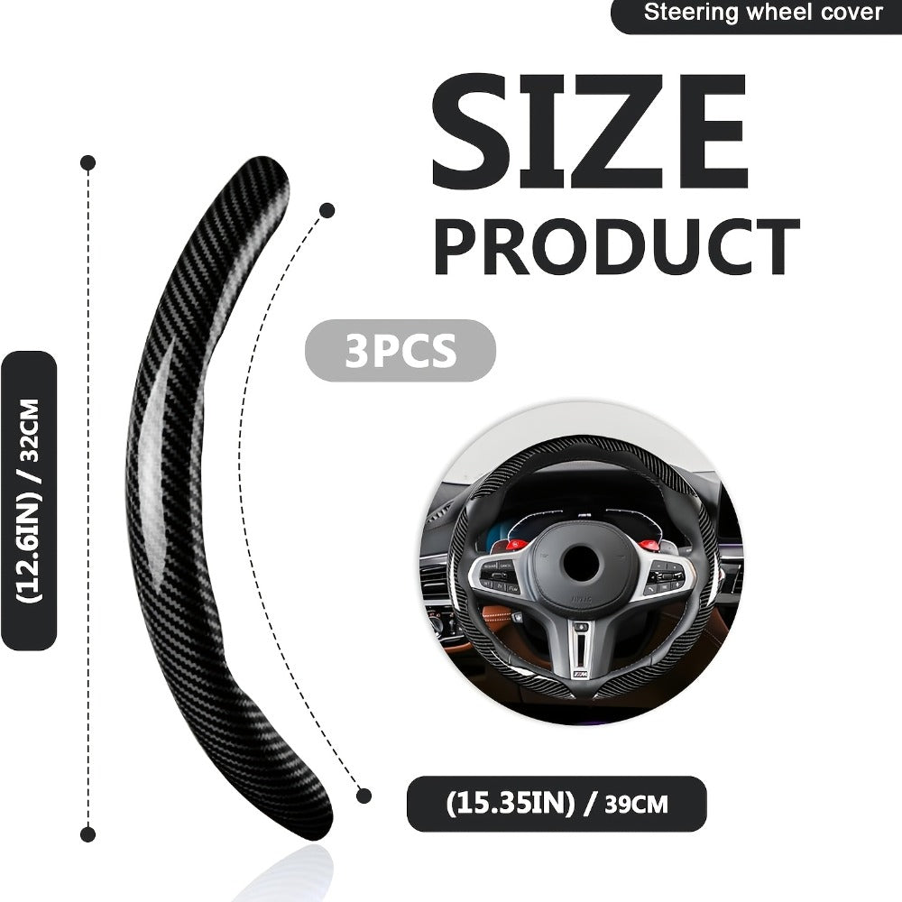 Steering Wheel Cover Carbon Fiber 3Pcs – Anti-Slip Scratch-Resistant Protector for Toyota RAV4, Camry, Corolla, Highlander, Tacoma, Tundra