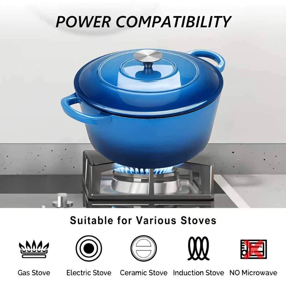 3QT Enameled Cast Iron Dutch Oven with Dual Handles, Fitted Lid and Three Color or Style Options