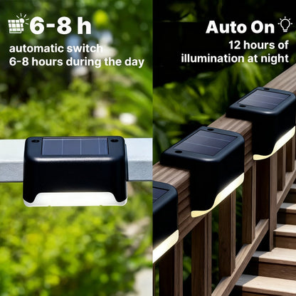 Solar Deck and Step Lights, 8- to 32-Piece Packs in Black, White or Brown with Integrated Panels