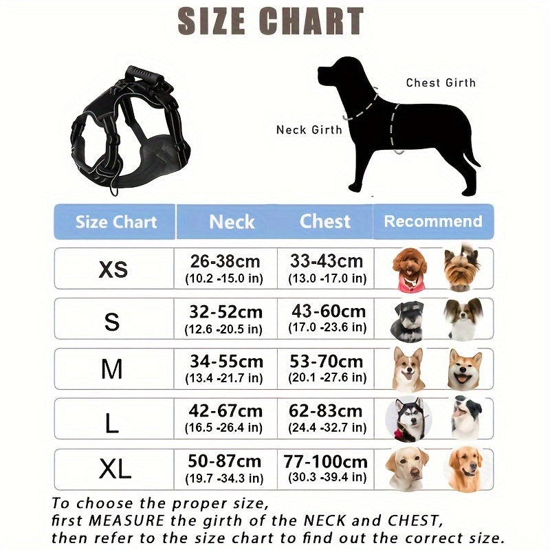 Dog Harness and Leash Set No-Pull Reflective Adjustable Oxford Vest with 2 Leash Clips Easy Control Handle for Small Medium Large Dogs XS-XL