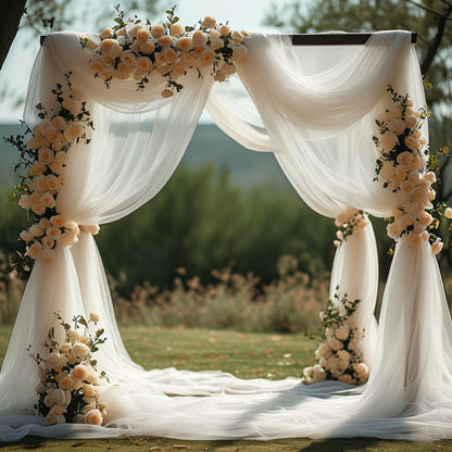 Chiffon Draping Fabric for Wedding Arch 32.8Ft, Sheer Backdrop Curtain for Ceremony, Reception & Bridal Shower Decor