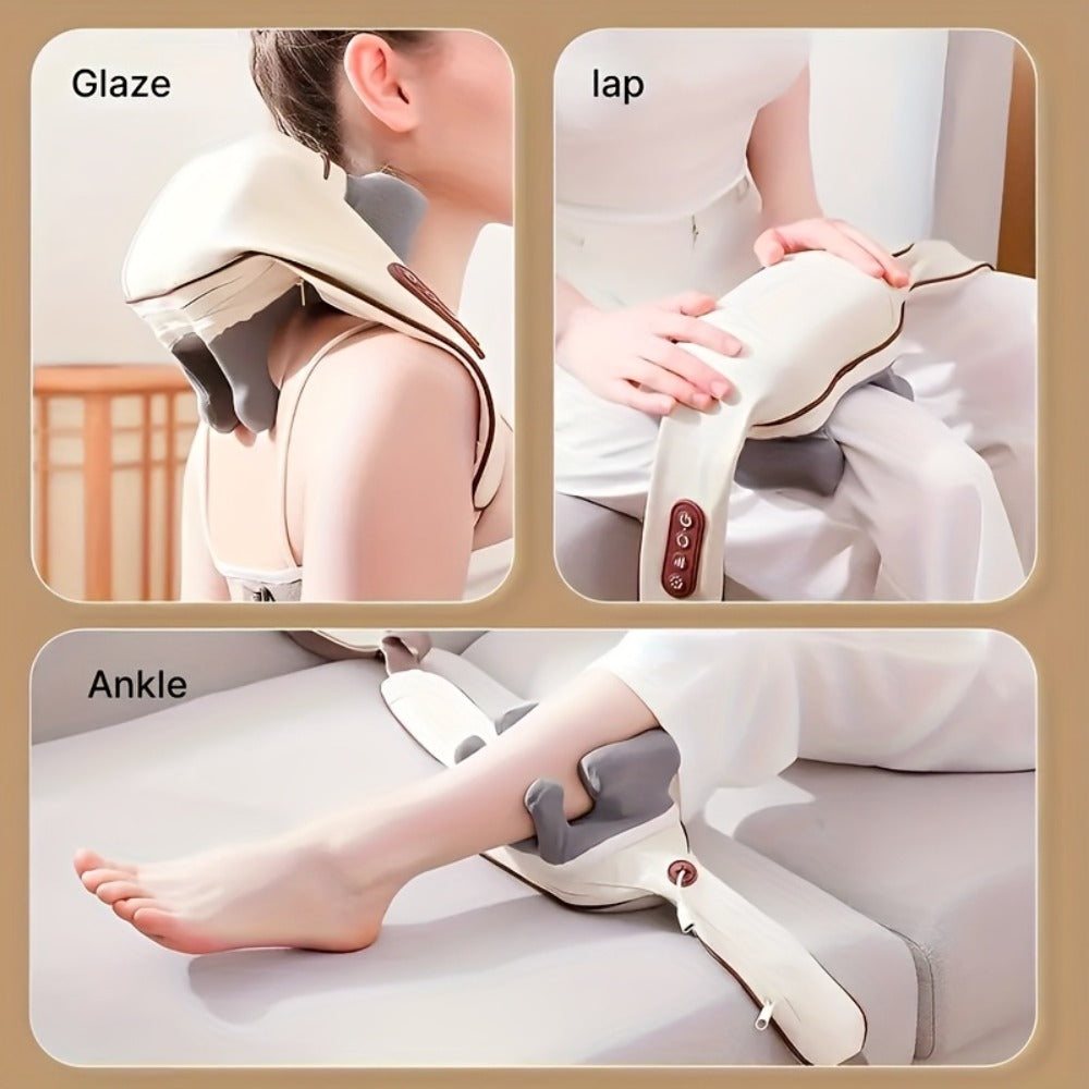 Neck Shoulder Massage Pillow 8D Deep Kneading Wireless Electric Back Massager Simulates Human Hands for Neck for Home or Salon Spa Use