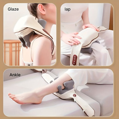 Neck Shoulder Massage Pillow 8D Deep Kneading Wireless Electric Back Massager Simulates Human Hands for Neck for Home or Salon Spa Use