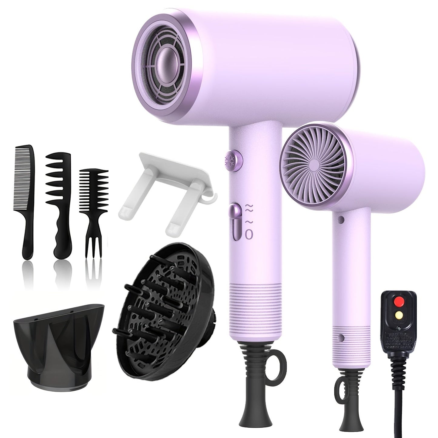 Ionic Hair Dryer 1600W with Diffuser Concentrator Nozzle 2 Speed 3 Heat Settings Cool Shot, for Home, Travel and Salon Hair Styling