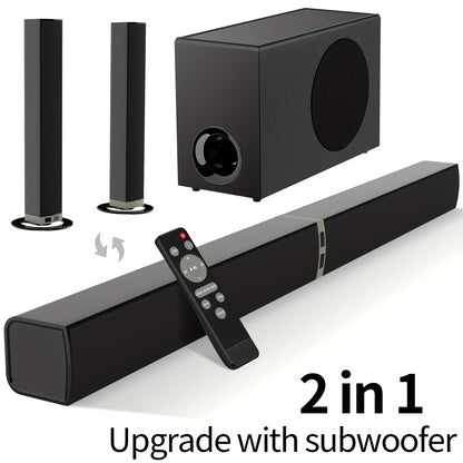 Detachable 31.5-Inch TV Soundbar with Remote, ARC, Optical and AUX Connections and Subwoofer Options