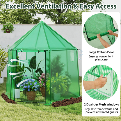 Walk-In Greenhouse All-Weather PE Cover & Frame, Zippered Door Vent Windows, Outdoor Plant Shelter for Garden Yard Balcony