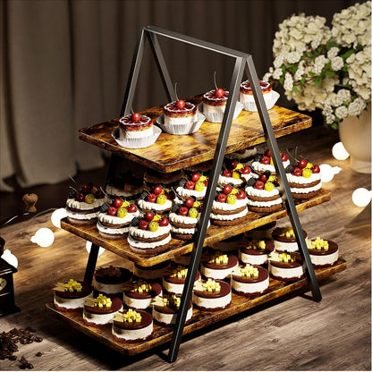 3-Tier Wooden Cupcake Stand, Holds 50 Cupcakes, Dessert Display Rack for Wedding, Birthday Party & Halloween