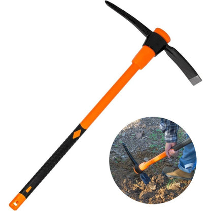 1pc Pick Mattock Hoe with Forged Head & 36-Inch Rubber Handle - Professional-Grade Multi-Purpose Pickaxe Suitable for Digging