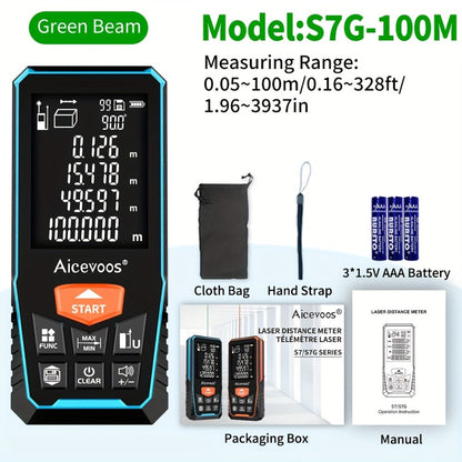 Laser Distance Meter Green Beam Digital Rangefinder 50M 70M 100M 120M Laser Tape Measure for Entryways, Bedrooms and Living Spaces