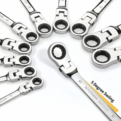 Ratchet Wrench Set 6-Piece Double-Ended Quick Release – Metric 8-17mm, 72-Tooth, Adjustable Combination Wrench Kit with Storage Bag