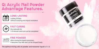 Complete Acrylic Nail Kit with Drill & UV LED Light, Colored Acrylic Powders & All Tools Included
