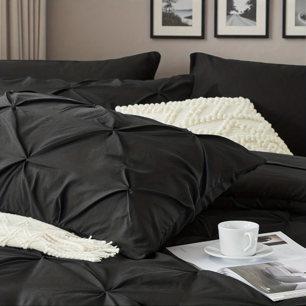 Comforter Set Luxurious Pleated 5/7pcs Bed in a Bag, Plush Fiber Fill, Year-Round Warmth - Quilted Comforter