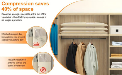 Garment Storage Organizer Bag with Compression Zipper in 35.43 or 43.31 Inch Beige Options