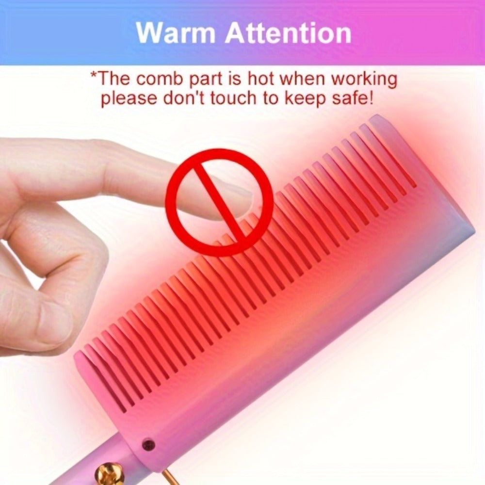 Electric Hot Comb Heated Beard Straightener Brush Fast Heating Anti-Scald Ceramic 2-in-1, for Home, Travel and Salon Hair Styling
