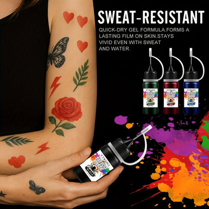 Liquid Body Paint Temporary Tattoo Ink – 7 Vibrant Colors, Fast-Drying Waterproof Formula, Plant-Based Squalane, Skin-Safe for Festivals