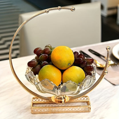 Glass Fruit Bowl Decorative Serving Tray – Modern Minimalist Centerpiece for Living Room, Dining & Kitchen | European Luxury Style Home