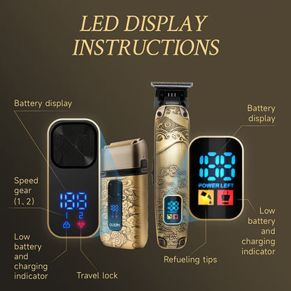 Cordless Electric Foil Shaver Grooming Kit for Men with Barber Shears Beard Mustache Trimmer Bald Head Razor Haircutting Set Father's Day