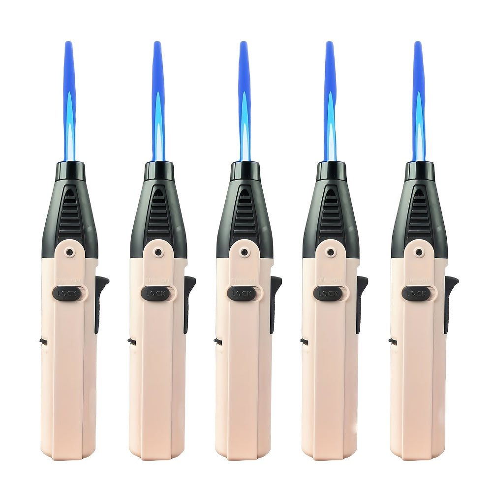Windproof Torch Lighter 5 Pack Outdoor Butane Gas Lighter Set 1300 1800 Degree Blue Flame for Grilling, Camping and Outdoor Meals