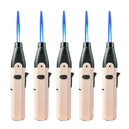 Windproof Torch Lighter 5 Pack Outdoor Butane Gas Lighter Set 1300 1800 Degree Blue Flame for Grilling, Camping and Outdoor Meals