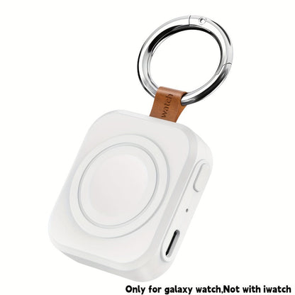 Portable Galaxy Watch-Compatible Charging Case with Keyring, Internal Ring Cradle and Black or White Housing