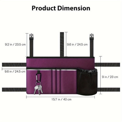 Walker Tote Bag with Cup Holder – Large Capacity Rollator Attachment Bag, 6-Pocket Mobility Aid Accessory Pouch with Reflective Stripe & ID