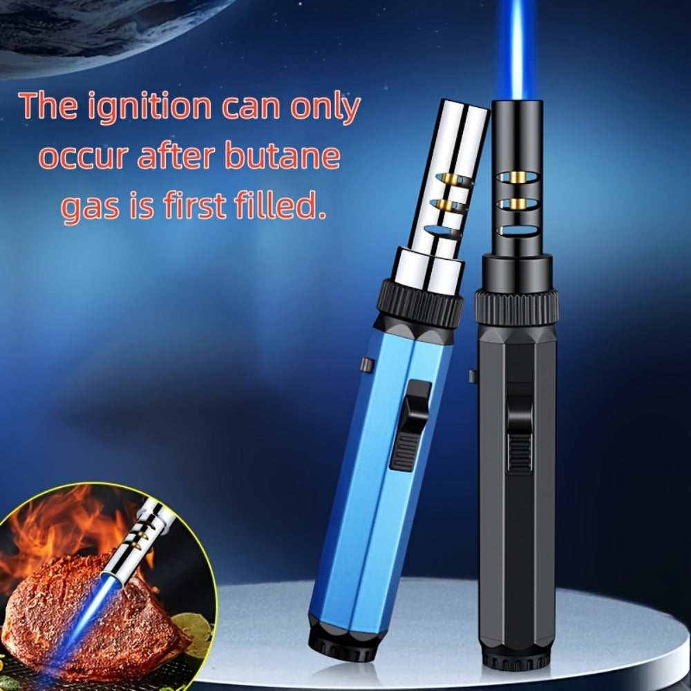 Windproof Jet Flame Torch Lighter with Safety Lock & Switch Lock, Large Adjustable Flame, Outdoor Torch for Campfire BBQ Baking Camping