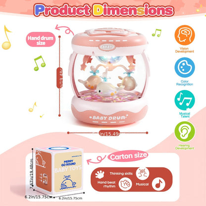 Baby Rotating Projector Music Toy 3 Months+, Interactive Animal Sounds & Lights, Multi-Functional Sensory Learning Toy for Infants