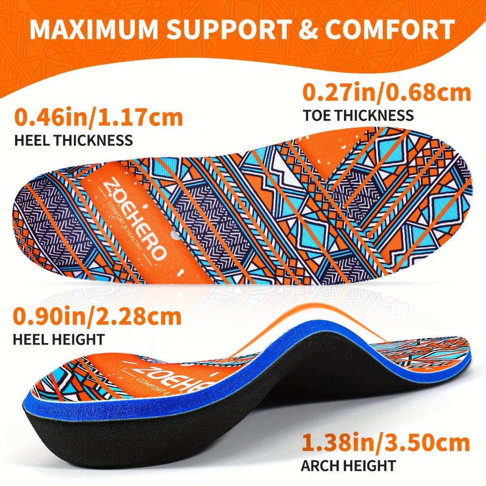 ZOEHERO Geometric Arch-Support Insoles with Deep Heel Cup and Ten Men's and Women's Size Options