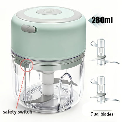 Mini Food Processor USB Rechargeable Electric Chopper 9.47oz, Portable Wireless Meat Grinder & Blender for Garlic