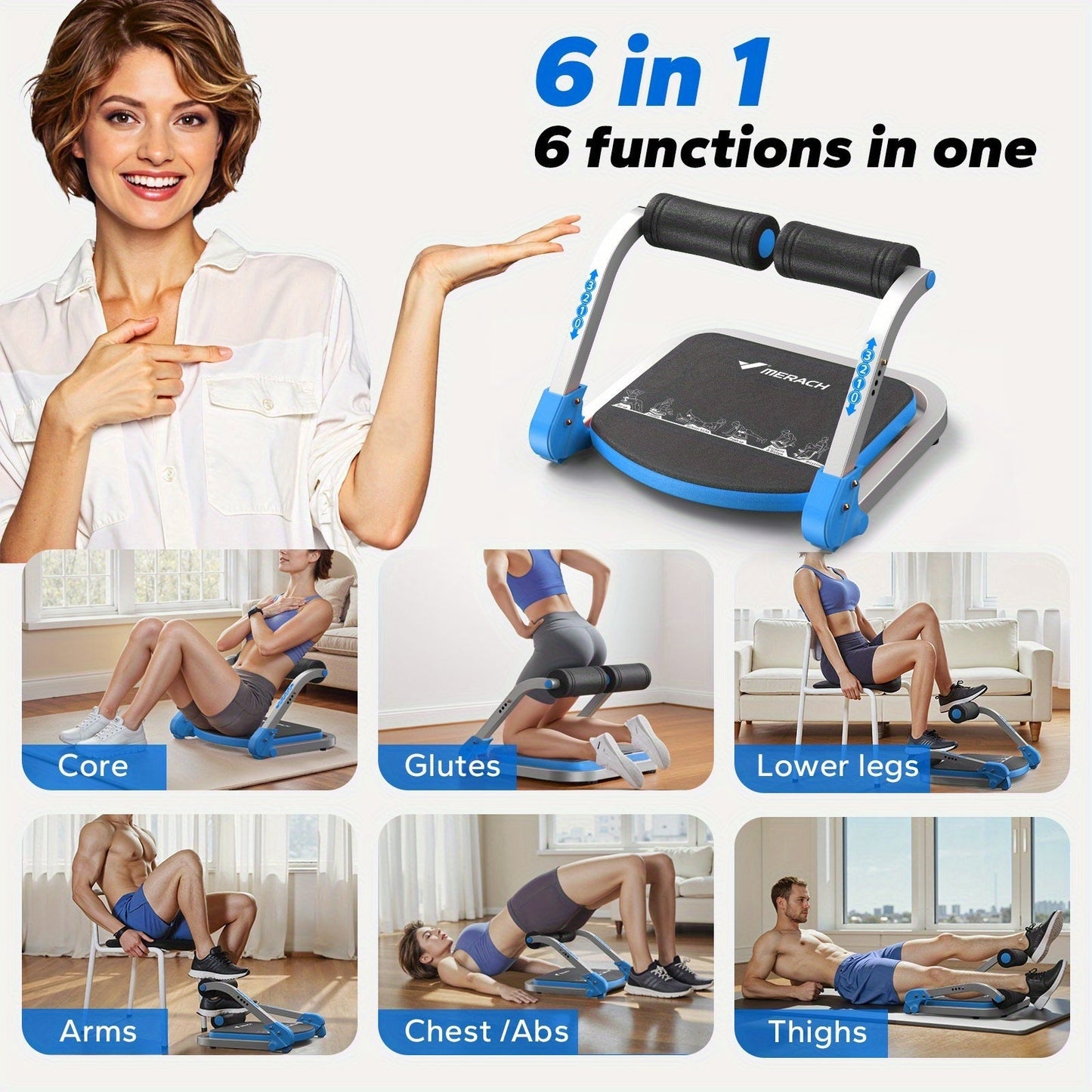 Ab Trainer Abdominal Machine – Multifunctional Core Strength Trainer for Home Gym, Waist Slimming & Belly Fat Workout
