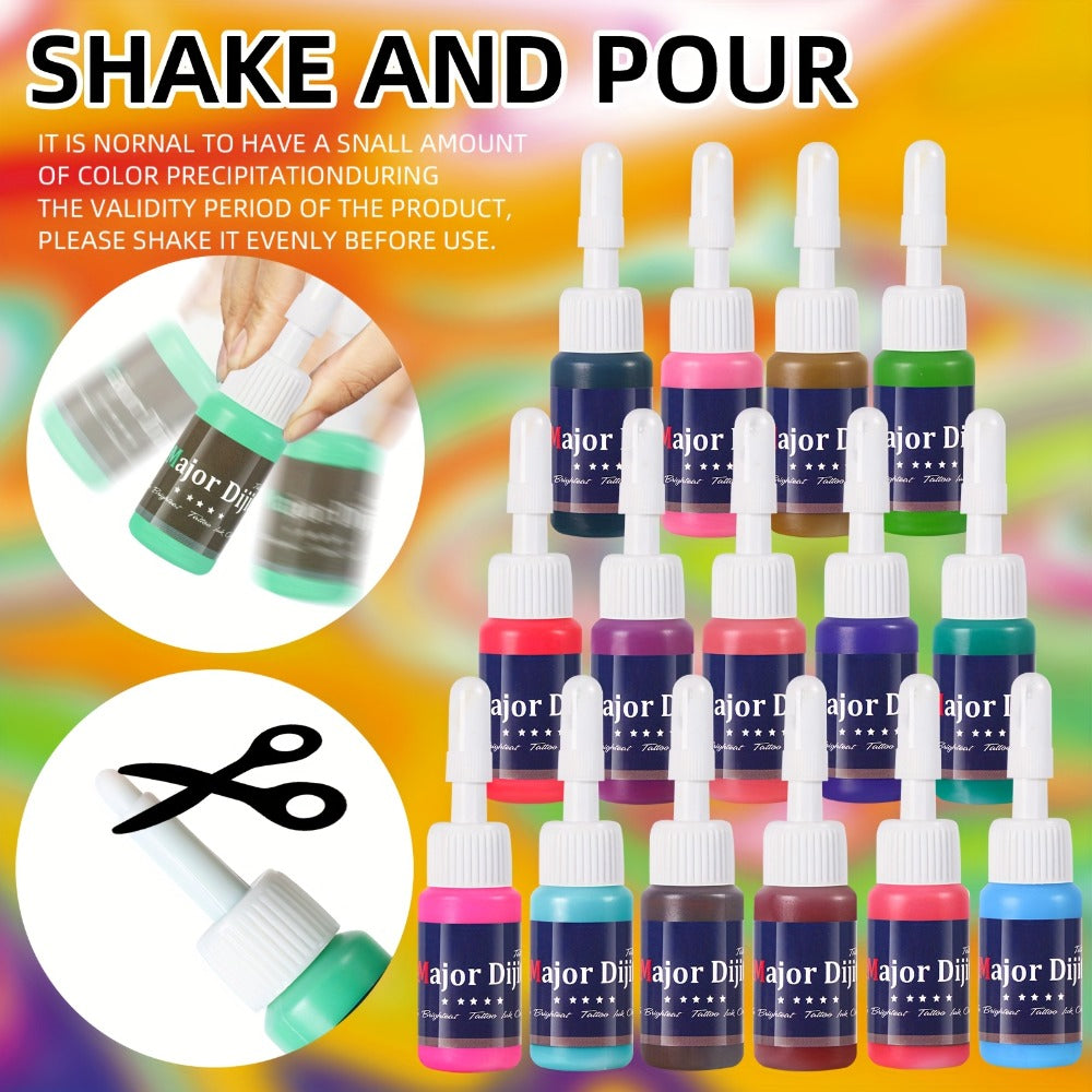 Tattoo Ink 54-Color Full Spectrum Bottle Set with Complete Palette Configuration for Color Selection