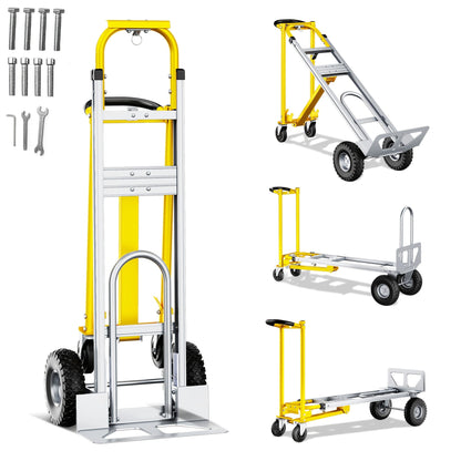 Hand Truck 3-in-1 Aluminum Convertible Dolly, 800-Industrial Utility Trolley with Folding Design for Moving