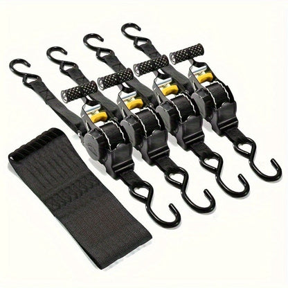 Self-Retracting Tie Down Straps 10 Feet Ratchet Cargo Straps, Auto Retract for Truck Trailer Motorcycle Moving & Appliances