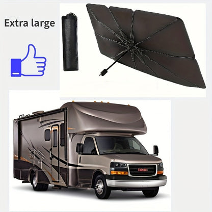 Windshield Sunshade Extra Large – Titanium Silver Retractable Car Sun Shade for UV & Heat Protection | Universal Fit for Car, Truck & RV