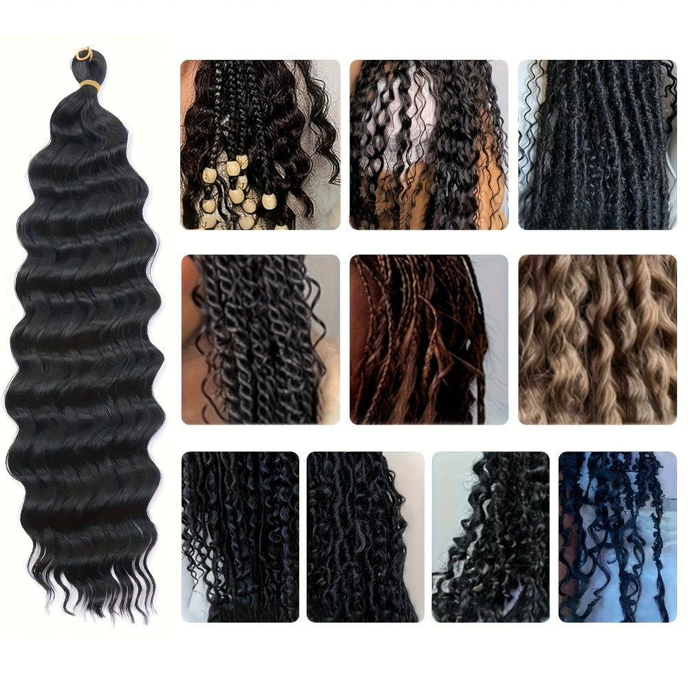 Braiding Hair Pre-Stretched 6 Packs 26 & 32 Inch Deep Curly Crochet Hair Synthetic Ombre Extensions for Box Braids Twist Braids Knotless