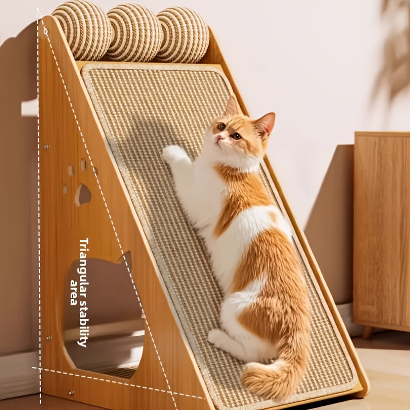 Cat Scratching Board 27 Inch Multi-Functional Sisal Scratcher with Teaser Balls – Wear-Resistant Cat Paw Pads, Furniture Protector