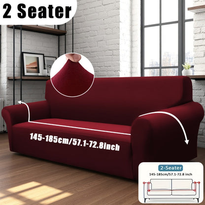 Sofa Cover Solid-Color Fitted Slipcover Options for 1, 2, 3 or 4-Seater Sofas and Separate Pillowcase