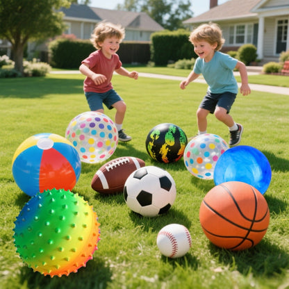 Kids Playground Balls Set 9 Pack with Air Pump – Inflatable Assorted Sports Balls for Outdoor & Indoor Play | Soccer, Basketball, Football